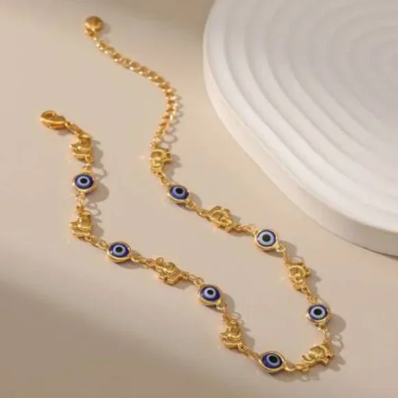Evil Eye Anklet Gold For Women, Evil Eye Anklet Bracelets Minimalist Foot Jewel - Picture 2 of 5